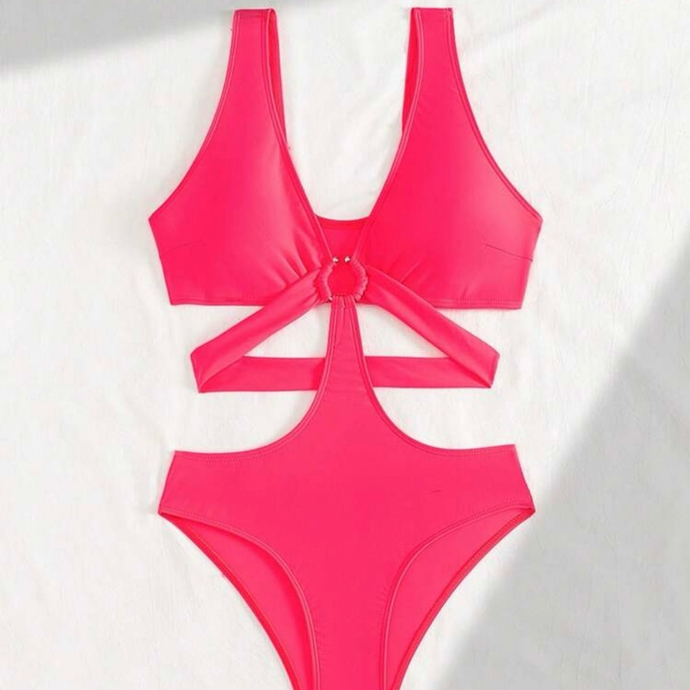 Pink One Piece Cut-Out Swimsuit